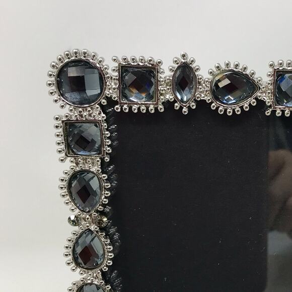 Papyrus Black & Silver Gemstone Picture Frame 5" x 7" Vintage - Picture 2 of 5